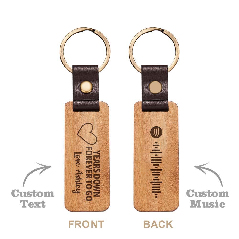 Scannable Spotify Code Wood Keychain Engraved YEARS DOWN FOREVER TO GO Keychain Father's Day Gifts - yournamenecklaceuk