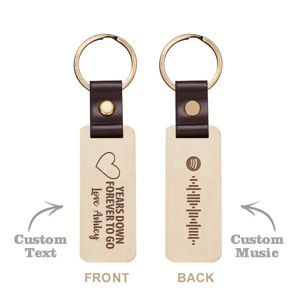 Scannable Spotify Code Wood Keychain Engraved YEARS DOWN FOREVER TO GO Keychain Father's Day Gifts - yournamenecklaceuk