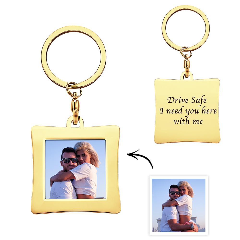 Personalized Photo Keychain Engraved Sturdy Stainless Steel Key Ring Gifts For Him - yournamenecklaceuk