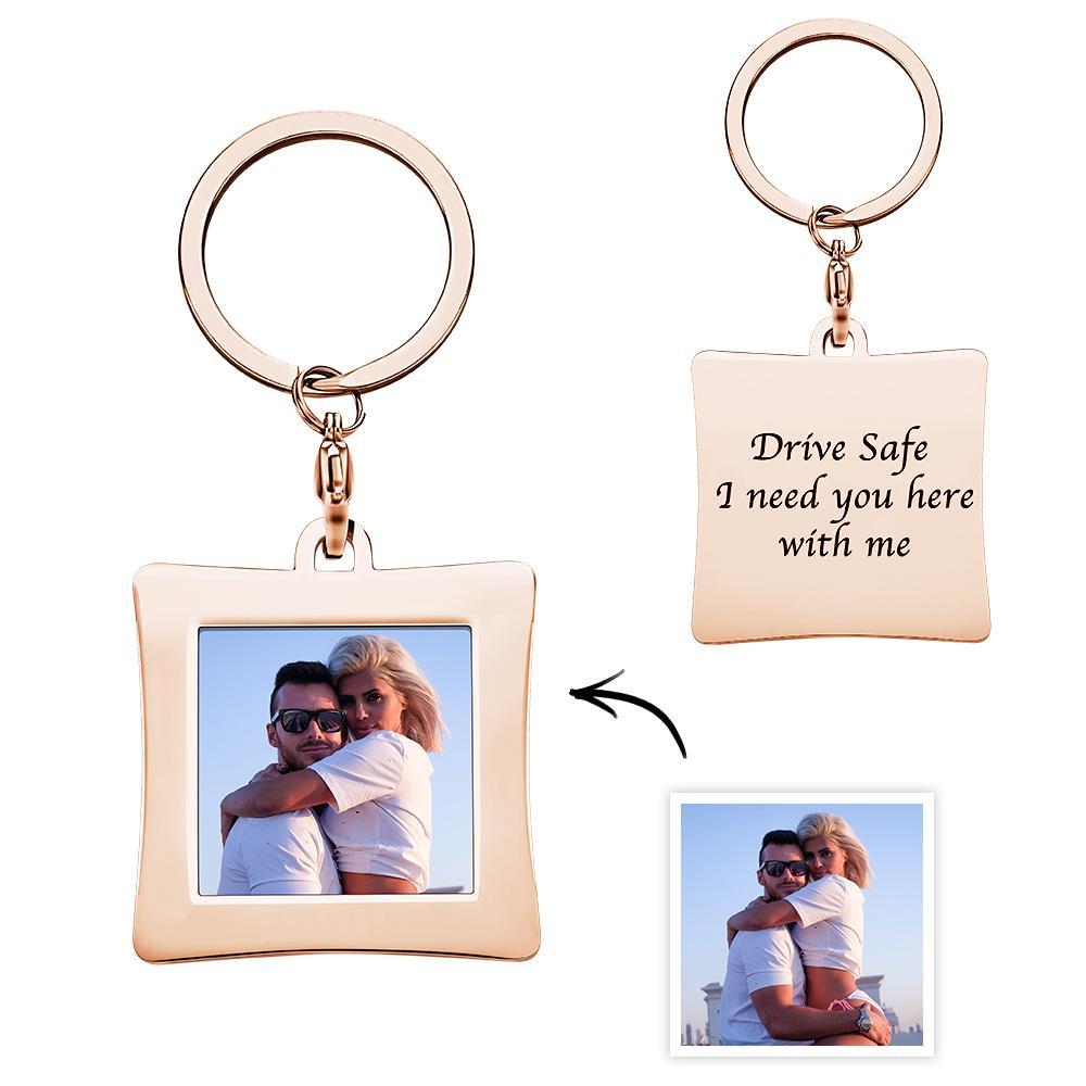 Personalized Photo Keychain Engraved Sturdy Stainless Steel Key Ring Gifts For Him - yournamenecklaceuk
