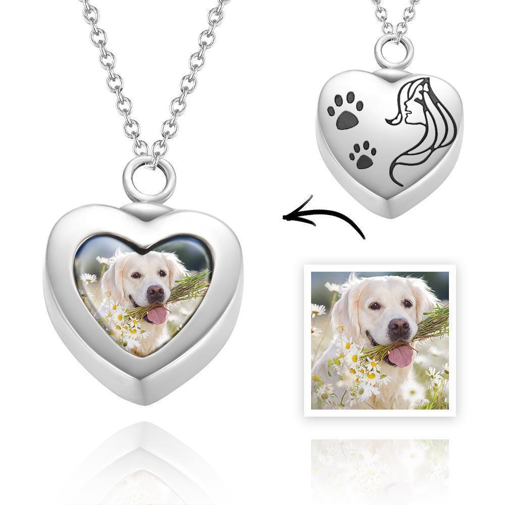 Custom Urn Necklace Photo Necklace Cremation - Silver - yournamencklaceuk