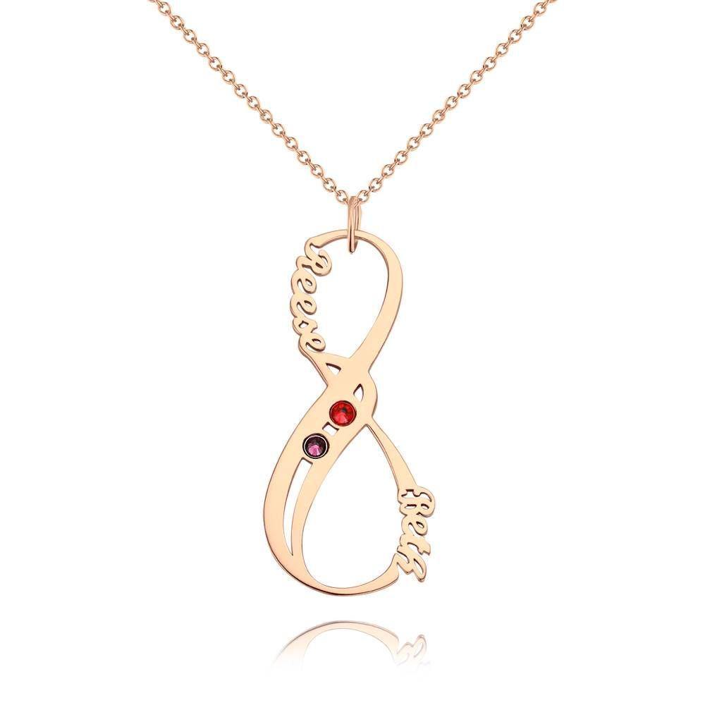 Name Necklace with Birthstone Infinity Necklace Unique Gift Rose Gold Plated - Silver - yournamencklaceuk