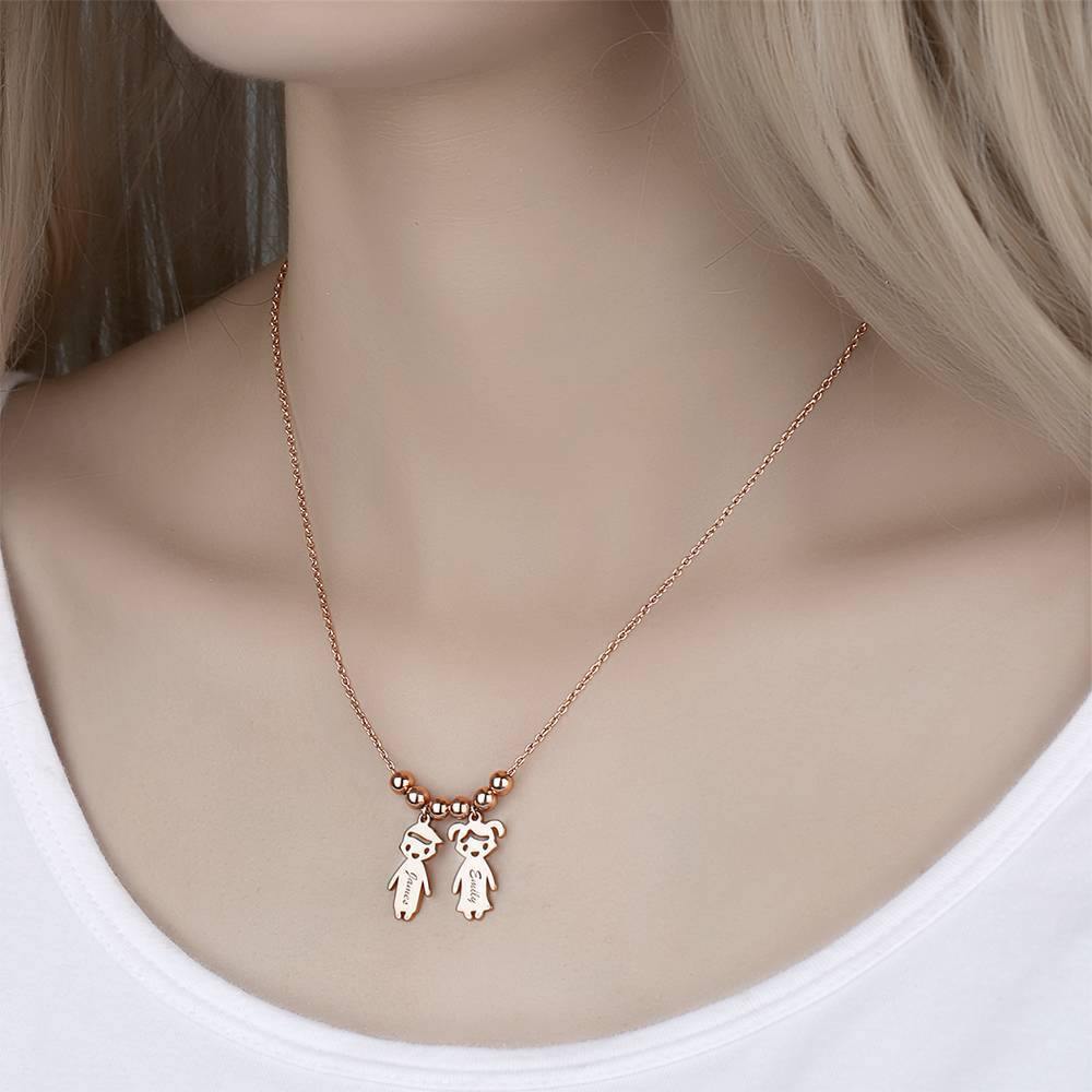 Mother's Necklace with Children Charms Rose Gold Plated Silver - yournamenecklaceuk