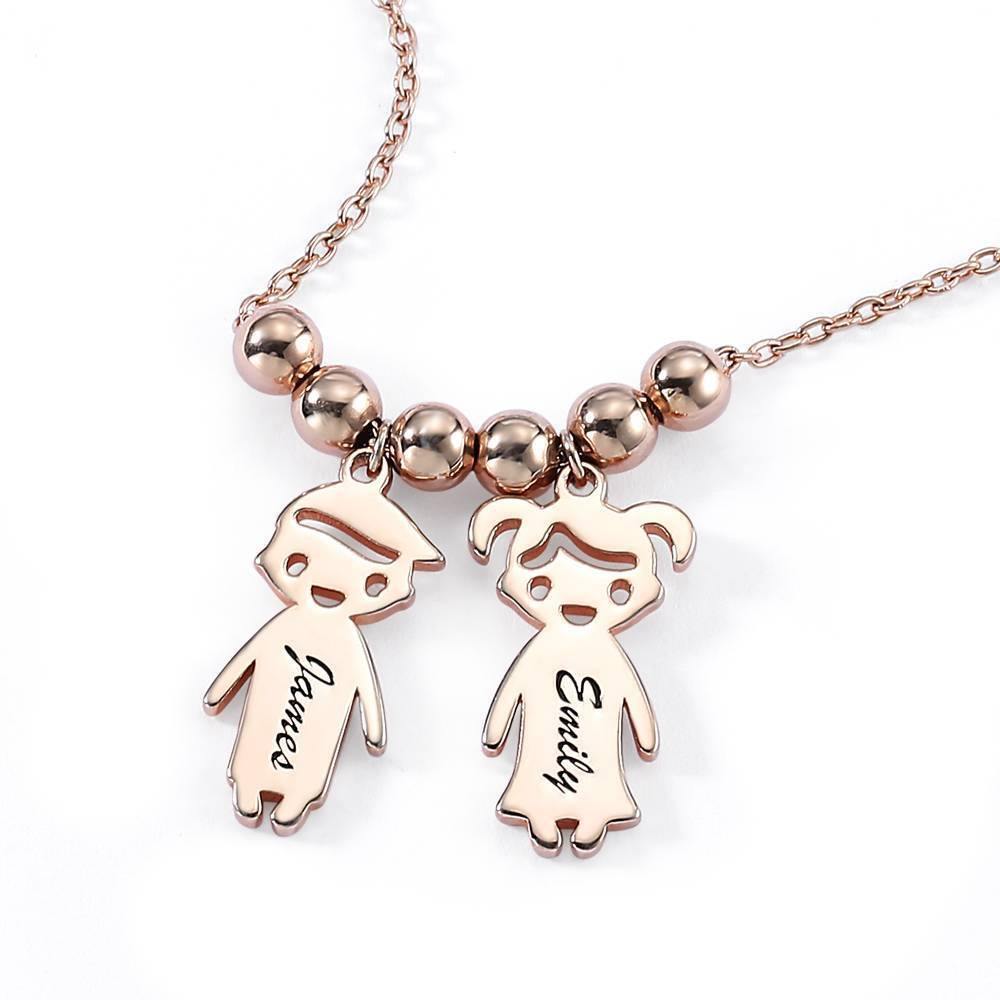 Mother's Necklace with Children Charms Rose Gold Plated Silver - yournamenecklaceuk