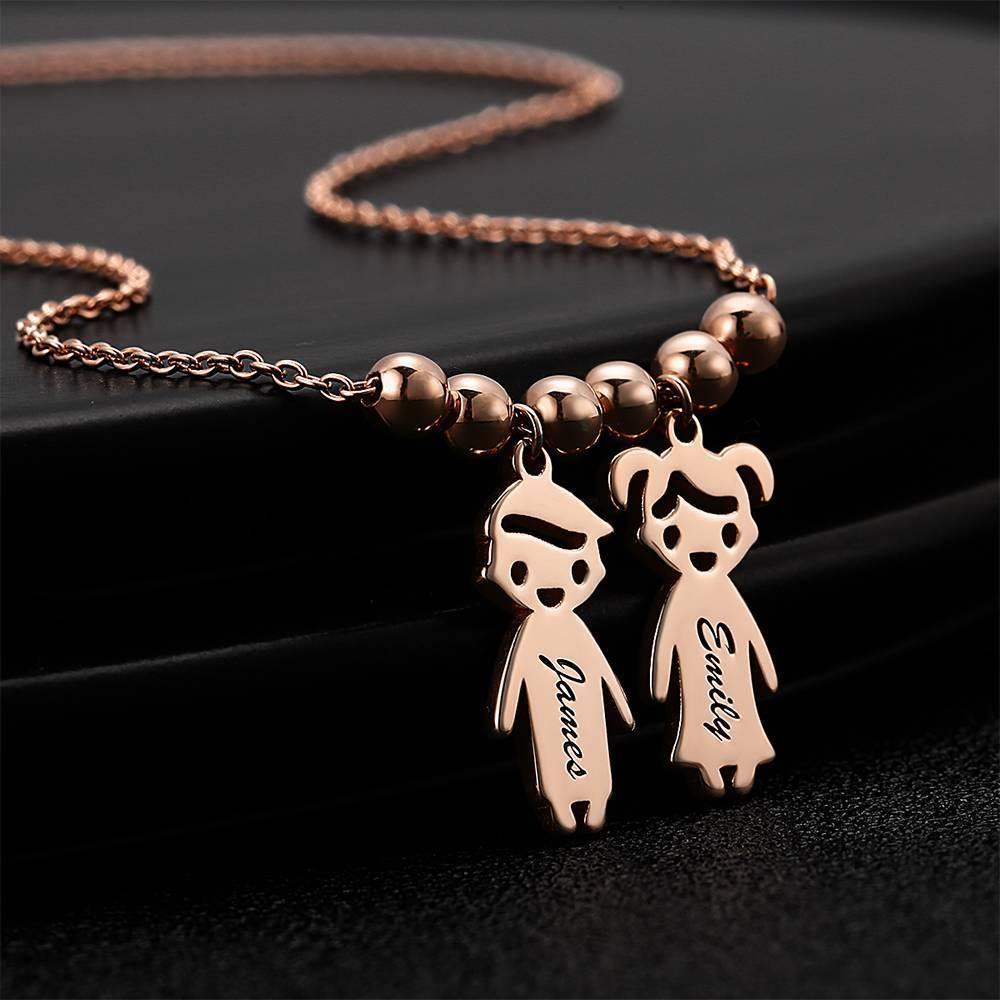 Mother's Necklace with Children Charms Rose Gold Plated Silver - yournamenecklaceuk