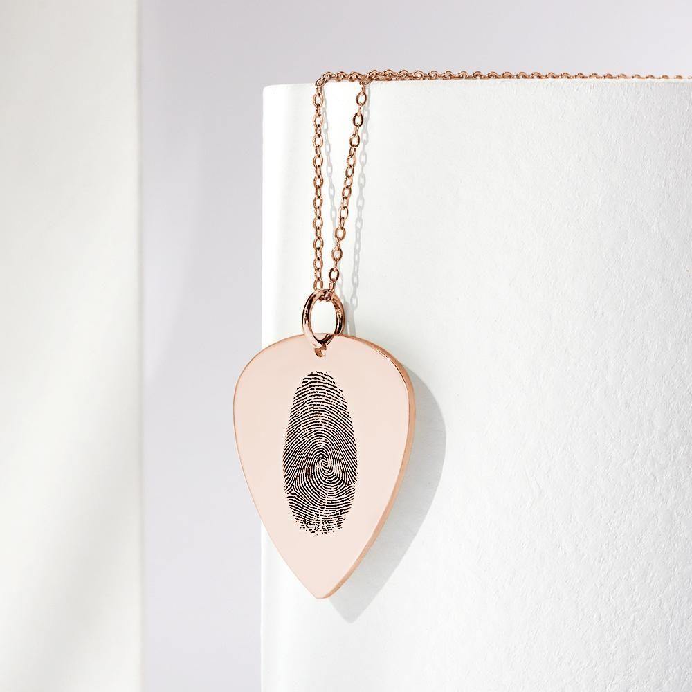 Actual Fingerprint Necklace Guitar Pick Necklace Memorial Gift for Him Rose Gold Plated - yournamencklaceuk