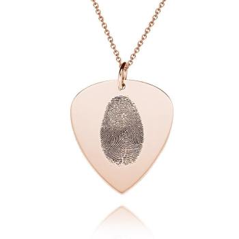 Actual Fingerprint Necklace Guitar Pick Necklace Memorial Gift for Him Rose Gold Plated - yournamencklaceuk