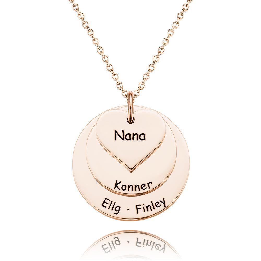 Engraved Necklace Disc Necklace with Heart Silver - yournamenecklaceuk