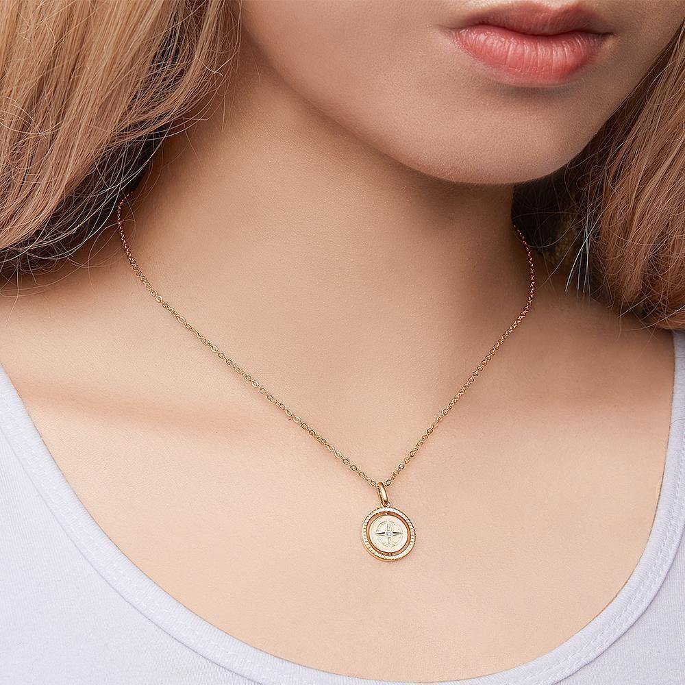 Engraved Necklace Guide Coin Necklace Gift for Her Rose Gold Plated Silver - yournamenecklaceuk