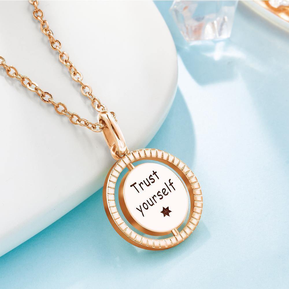 Engraved Necklace Guide Coin Necklace Gift for Her Rose Gold Plated Silver - yournamenecklaceuk
