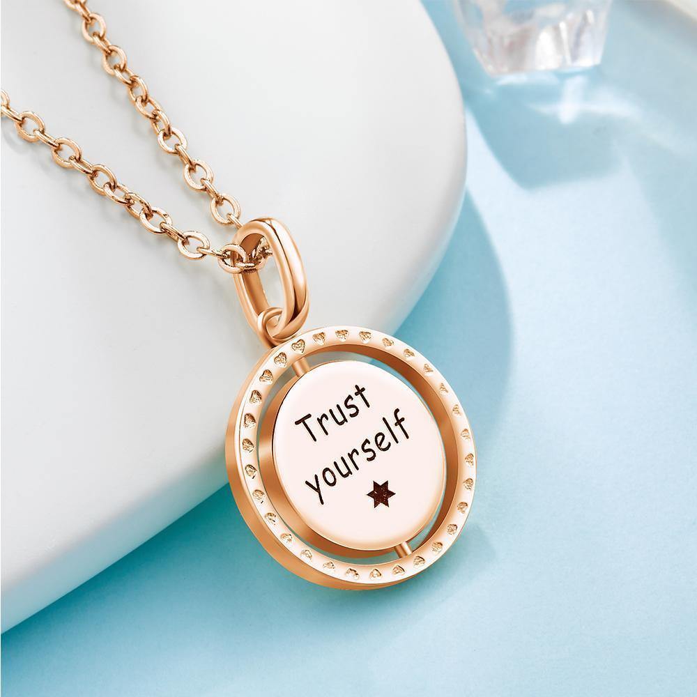 Engraved Necklace Blessing Coin Necklace Gift for Her Rose Gold Plated Silver - yournamenecklaceuk
