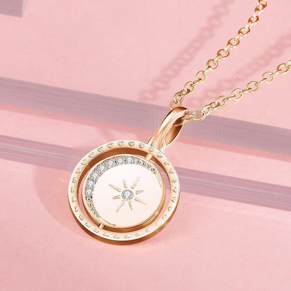 Engraved Necklace Blessing Coin Necklace Gift for Her Rose Gold Plated Silver - yournamenecklaceuk