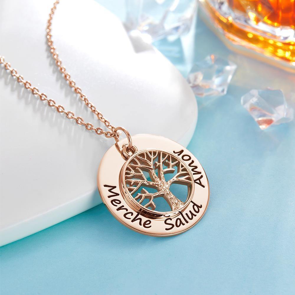 Engraved Necklace Name Necklace Mothers Meaningful Gifts Family Tree Necklace Rose Gold Plated Silver - yournamenecklaceuk