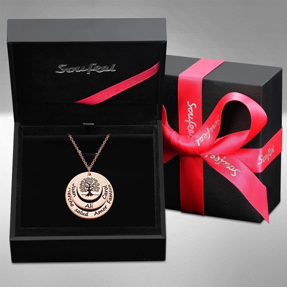 Engraved Necklace Name Necklace Memorial Gifts for Mom Family Tree Necklace Rose Gold Plated Silver - yournamenecklaceuk