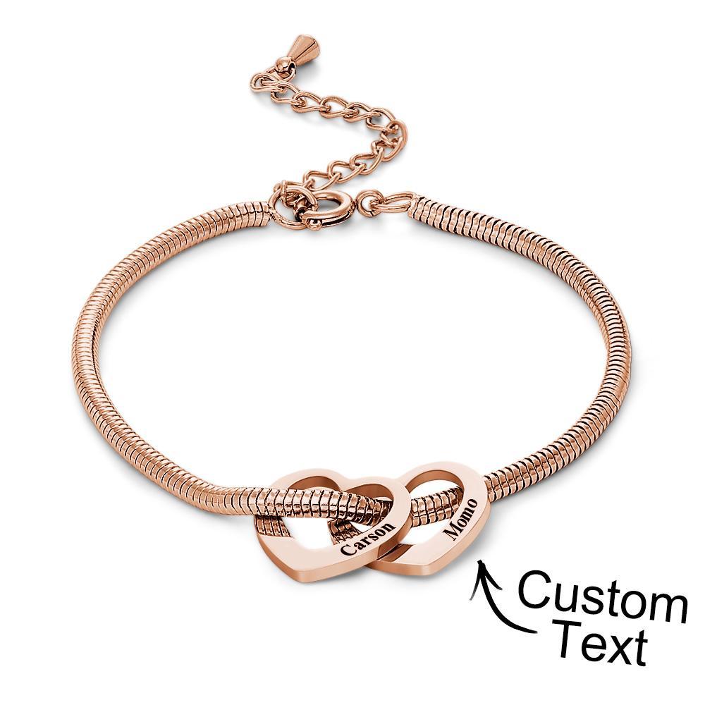 Custom Engraved Bracelet Custom Mom and Kids Name Heart Charms Gifts - yournamenecklaceuk