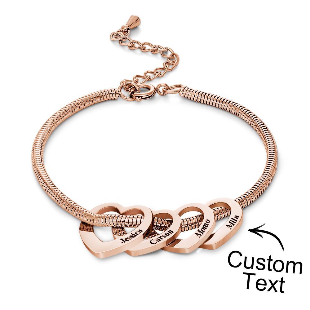 Custom Engraved Bracelet Custom Mom and Kids Name Heart Charms Gifts - yournamenecklaceuk