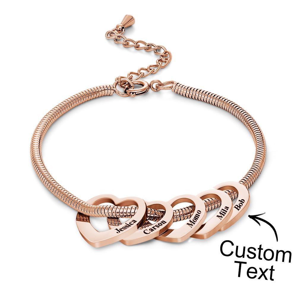 Custom Engraved Bracelet Custom Mom and Kids Name Heart Charms Gifts - yournamenecklaceuk