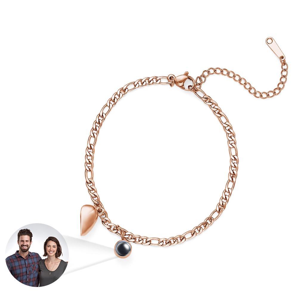 Custom Projection Bracelet Couple Magnetic Heart Gift for Couple - yournamenecklaceuk