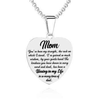 Heart Photo Engraved Tag Necklace with Engraving Stainless Steel for Mom - yournamencklaceuk
