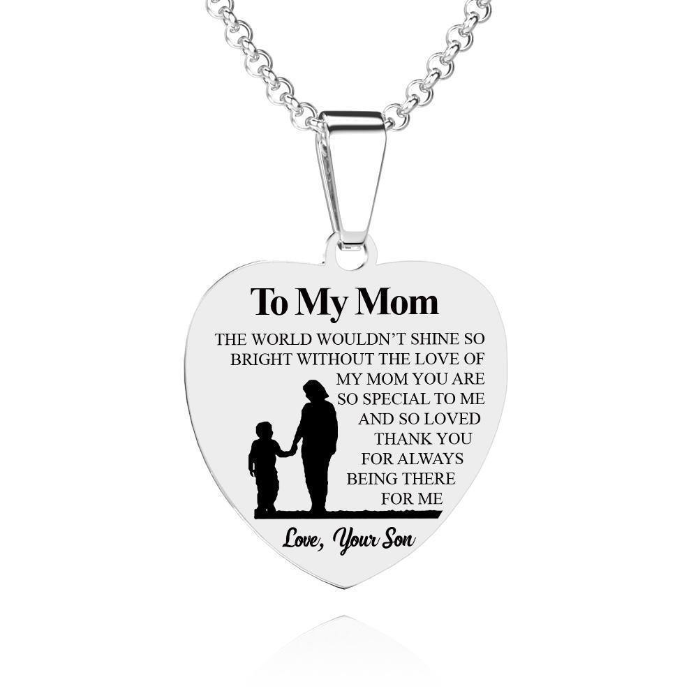 Heart Photo Engraved Tag Necklace with Engraving Stainless Steel Gifts for Mother's Day - yournamencklaceuk