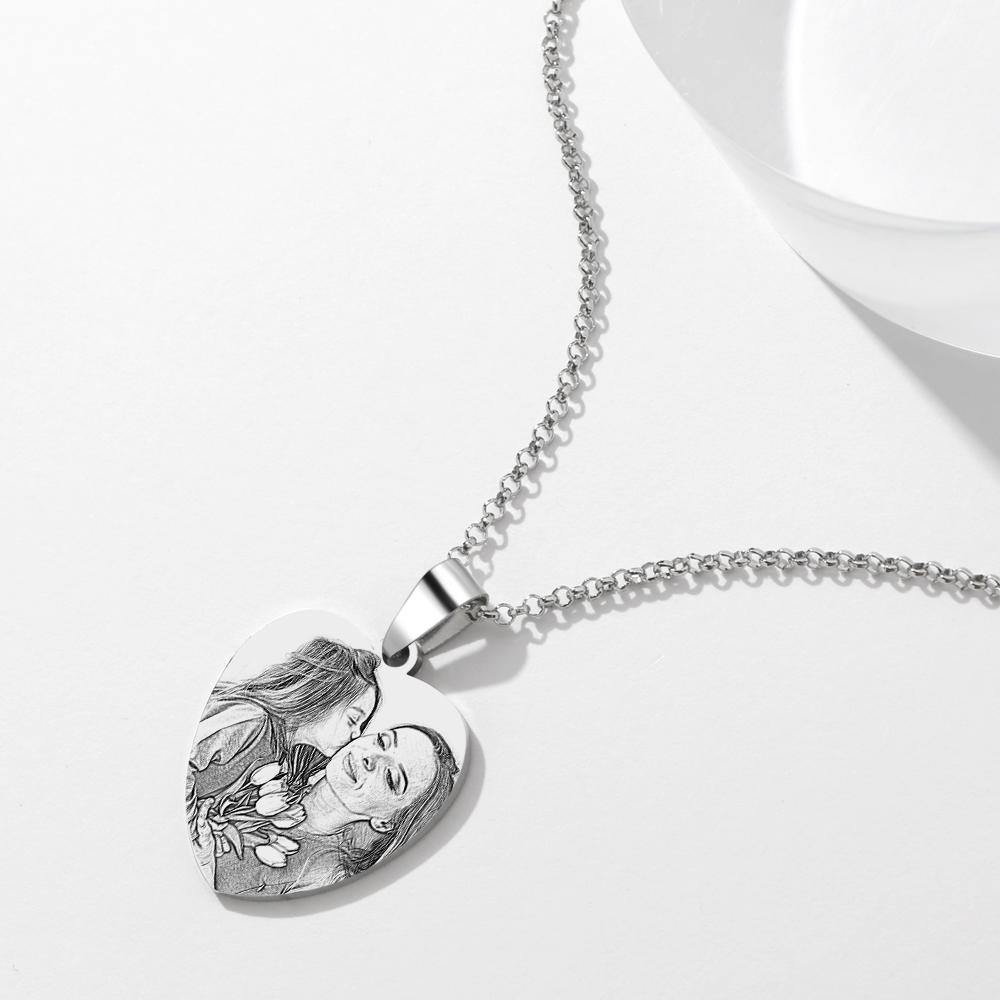 Photo Engraved Tag Necklace with Engraving Stainless Steel with Wings Gifts for Mother's Day - yournamencklaceuk