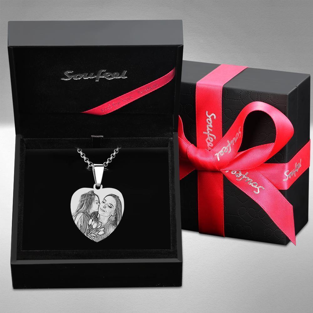 Photo Engraved Tag Necklace with Engraving Stainless Steel with Wings Gifts for Mother's Day - yournamencklaceuk