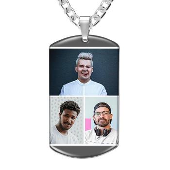 Photo Tag Necklace Three Pictures Colorful Effect Grey - yournamencklaceuk