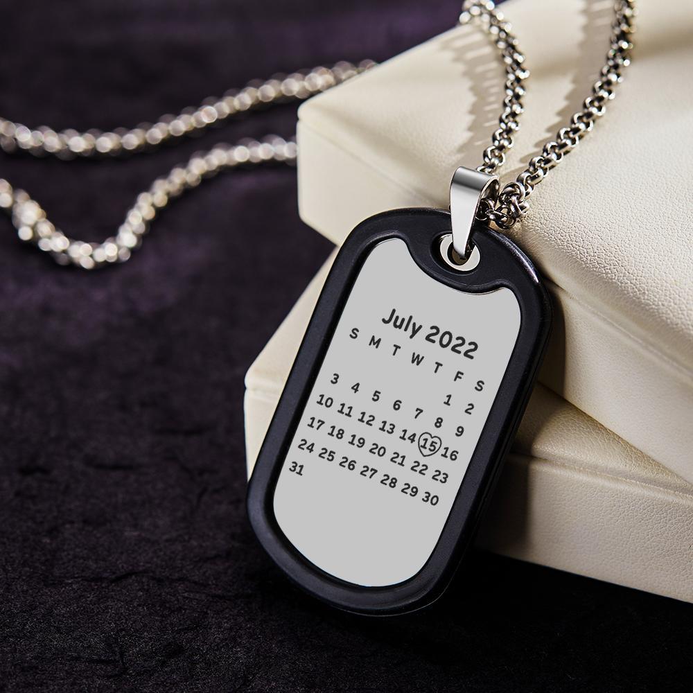Custom Photo Date Necklace Personalized Calendar Pendant for Him Anniversary Gifts - yournamenecklaceuk