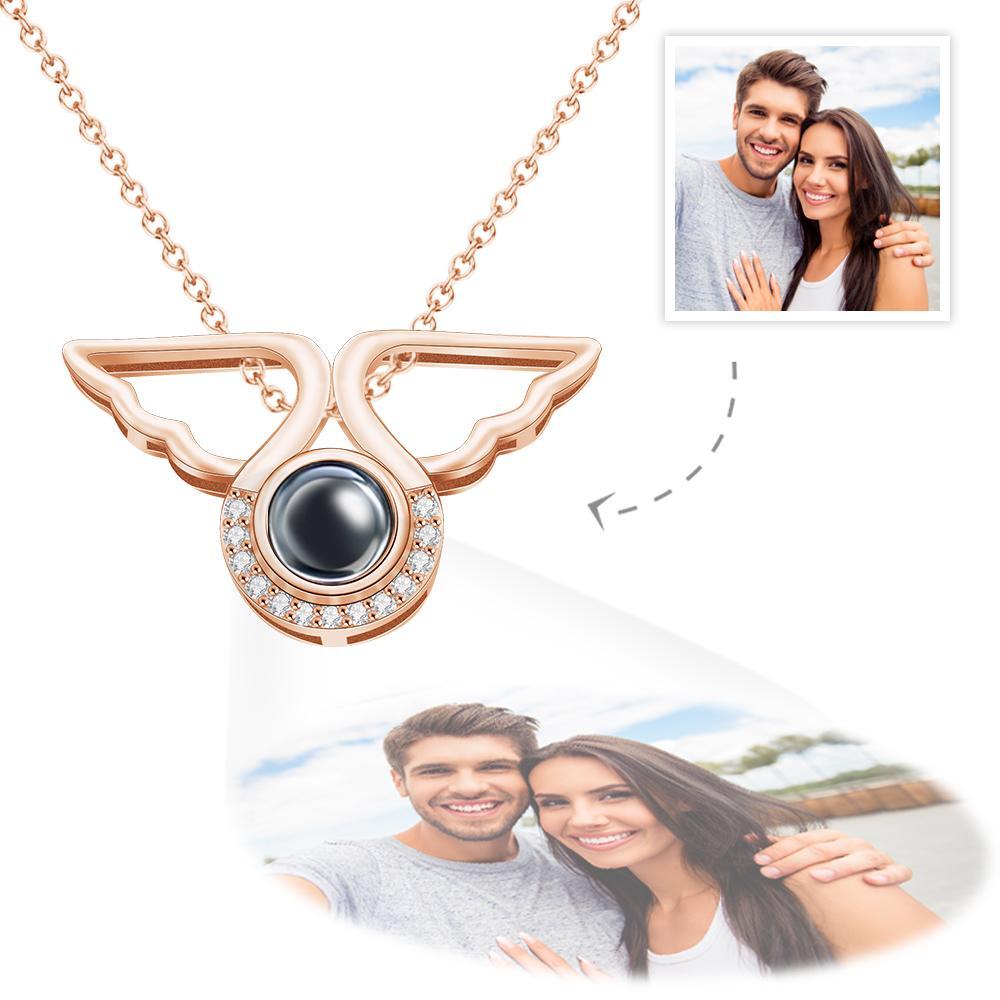 Custom Photo Projection Necklace Angel Wing Pendant Necklace Creative Gift - yournamenecklaceuk