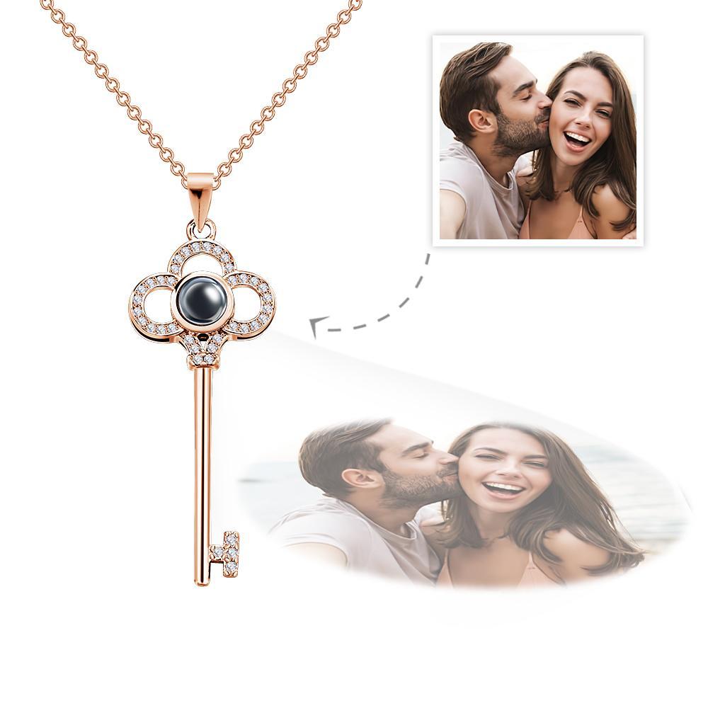 Custom Photo Projection Necklace Creative Key Necklace Birthday Gift - yournamenecklaceuk