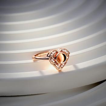Custom Angel Wing Projection Ring Personalized Photo heart Shaped Ring for Her - yournamenecklaceuk