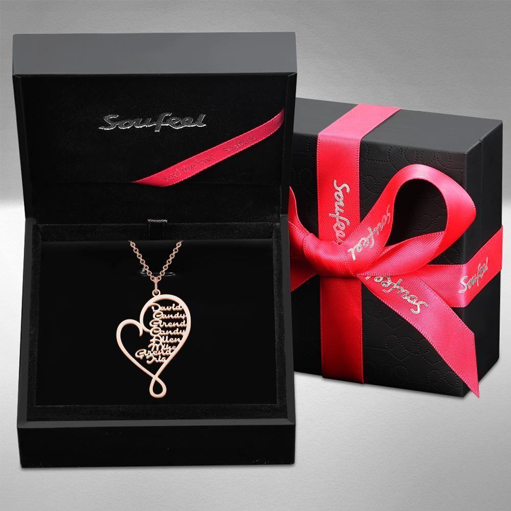 Name Necklace Heart-shaped 1-8 Names Best Gifts Rose Gold Plated - yournamencklaceuk