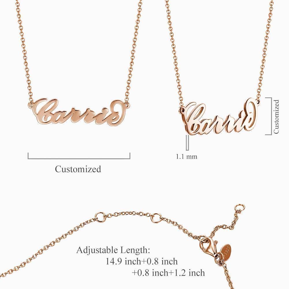 Carrie Style Name Necklace Rose Gold Plated Silver - yournamencklaceuk