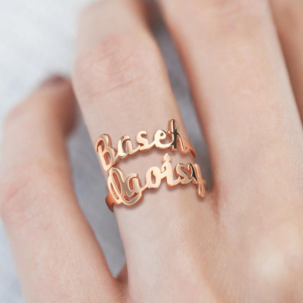 Personalised Two Name Ring Silver - yournamenecklaceuk