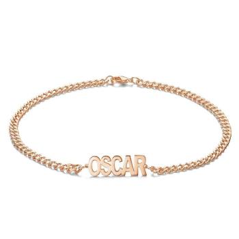 Men's Bracelet Engraved Bentcard Bracelet Gift for Boy - Rose Gold Plated
