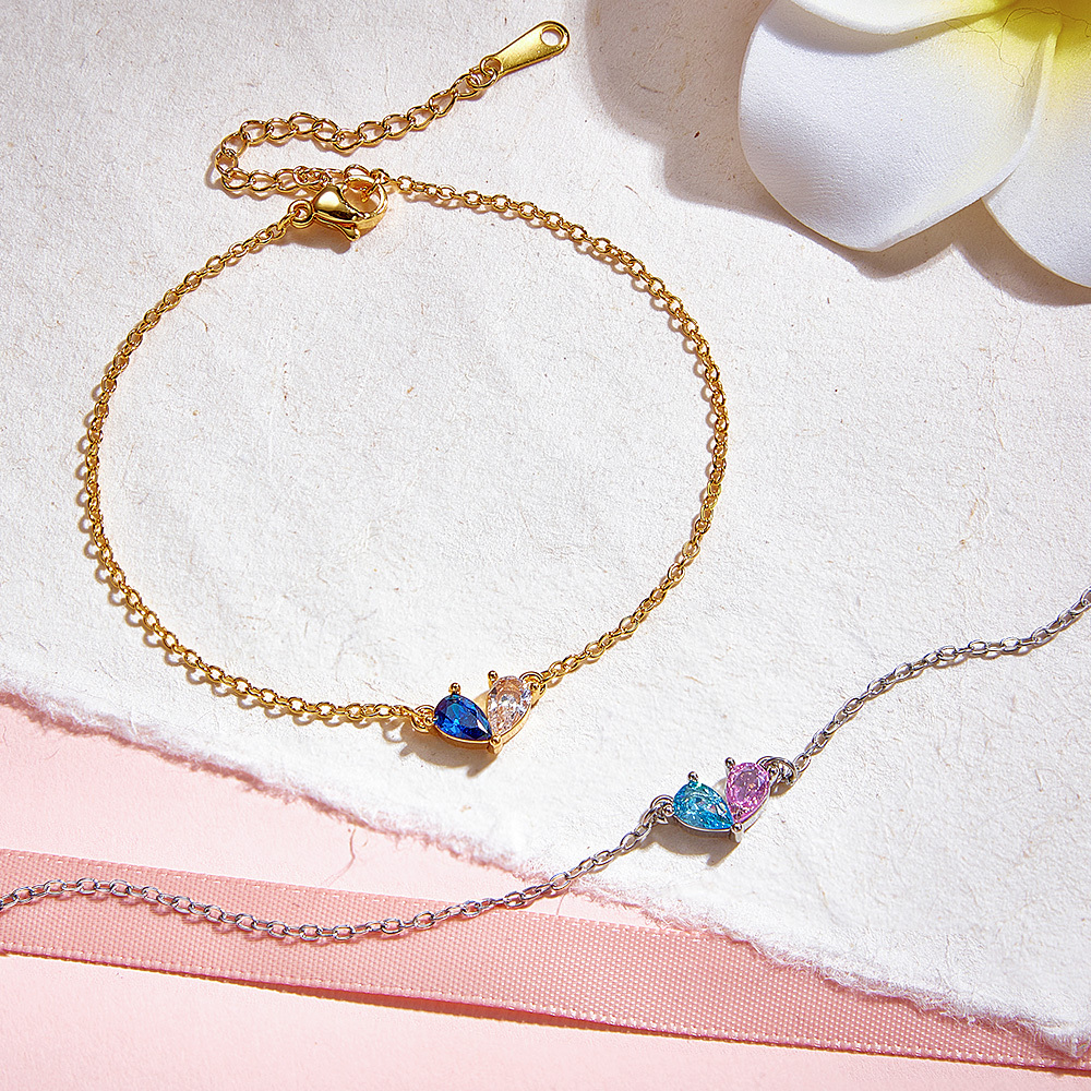 Personalized Couple Birthstone Heart Bracelet Custom Two Birthstone Bracelet for Couples Adjustable Matching Birthstone Bracelet -  NameNecklaceUK