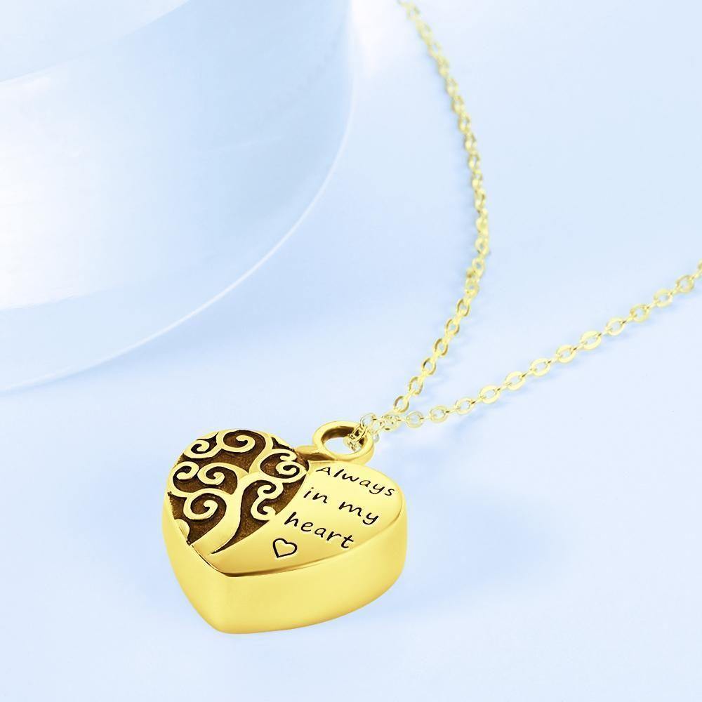 Engraved Urn Necklace Custom Heart Pendant Necklace - Gold Plated - yournamenecklaceuk