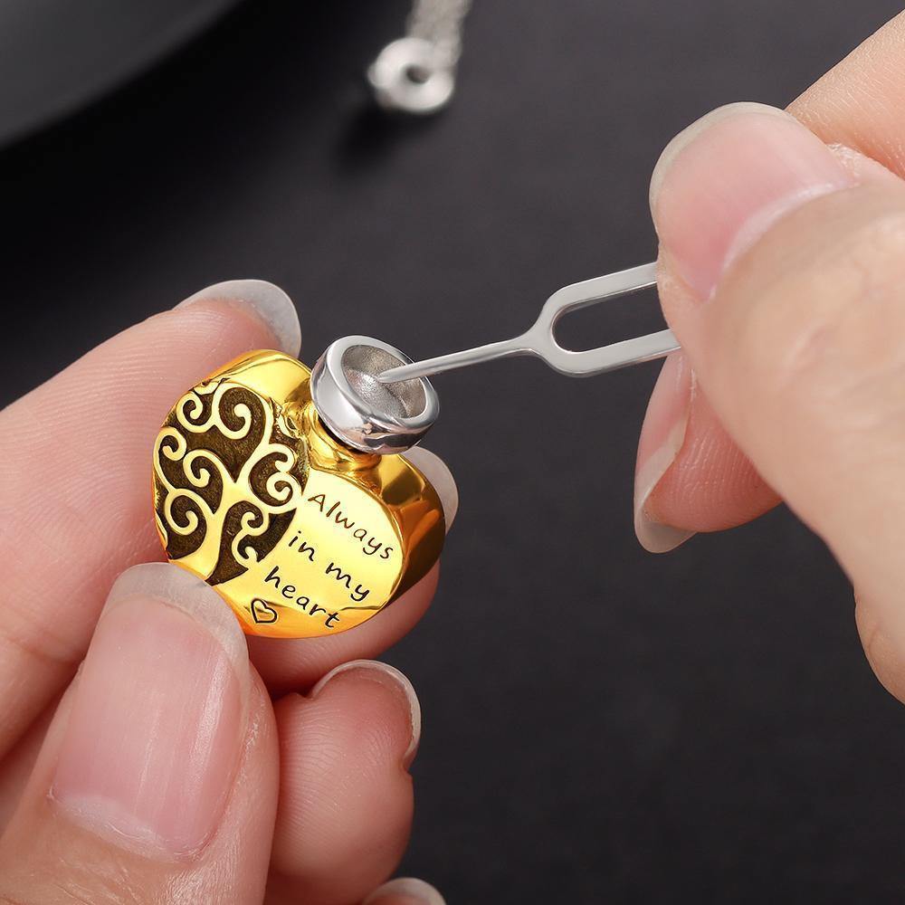Engraved Urn Necklace Custom Heart Pendant Necklace - Gold Plated - yournamenecklaceuk