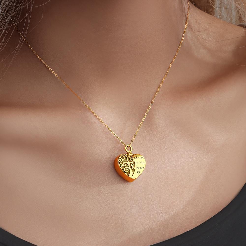 Engraved Urn Necklace Custom Heart Pendant Necklace - Gold Plated - yournamenecklaceuk