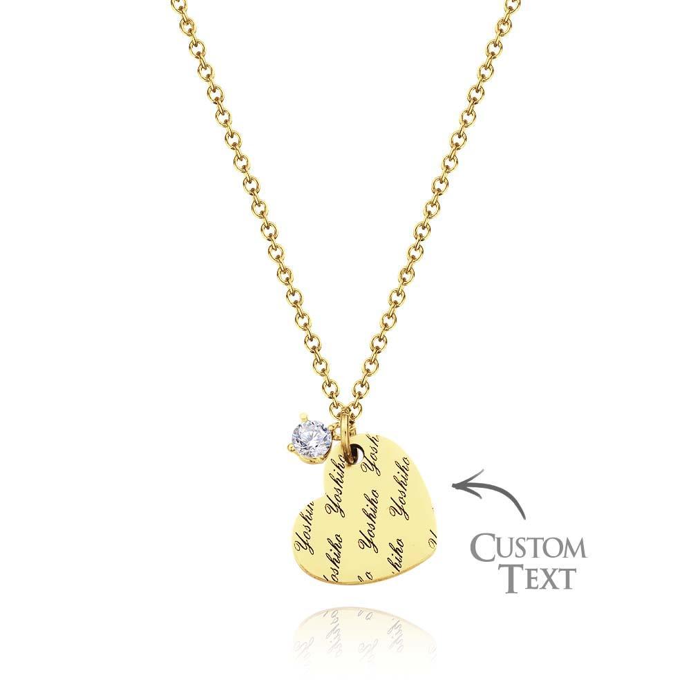 Custom Engraving Heart Necklace with a Birthstone Girl Gift - yournamenecklaceuk