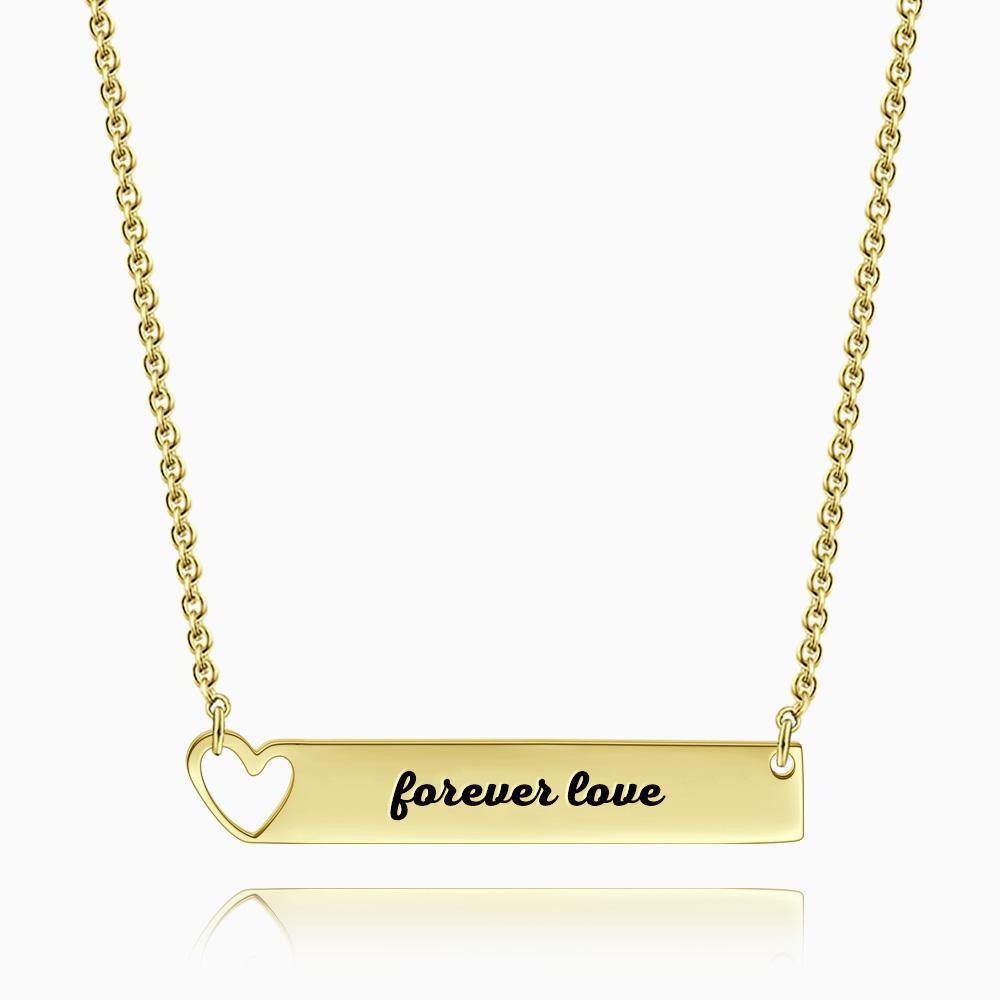 Silver Heart Bar Necklace with Engraving - yournamenecklaceuk