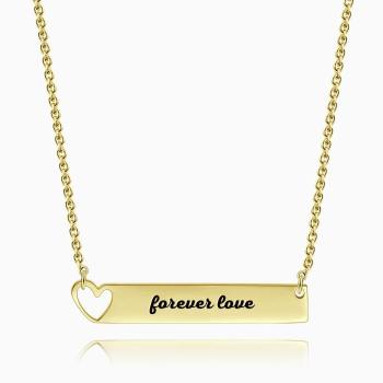 Heart Bar Necklace with Engraving 14k Gold Plated Silver - yournamenecklaceuk