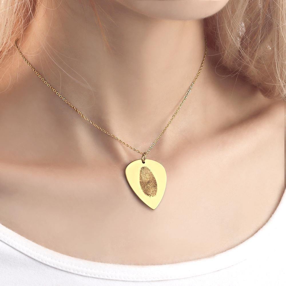Actual Fingerprint Necklace Guitar Pick Necklace Memorial Gift for Him 14k Gold Plated - yournamencklaceuk