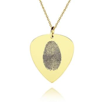 Actual Fingerprint Necklace Guitar Pick Necklace Memorial Gift for Him 14k Gold Plated - yournamencklaceuk