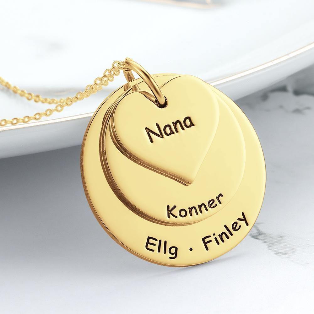 Engraved Necklace Disc Necklace Memorial Gifts 14k Gold Plated - yournamenecklaceuk