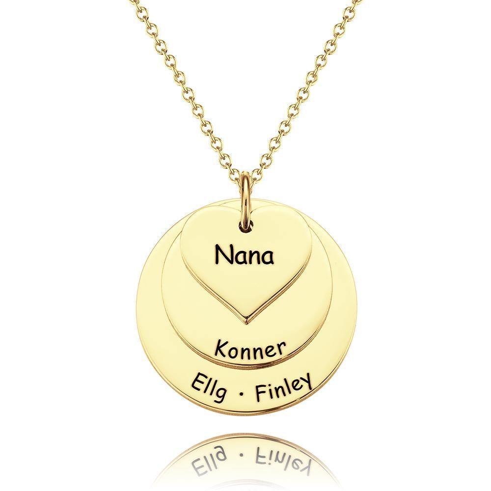 Engraved Necklace Disc Necklace with Heart Silver - yournamenecklaceuk