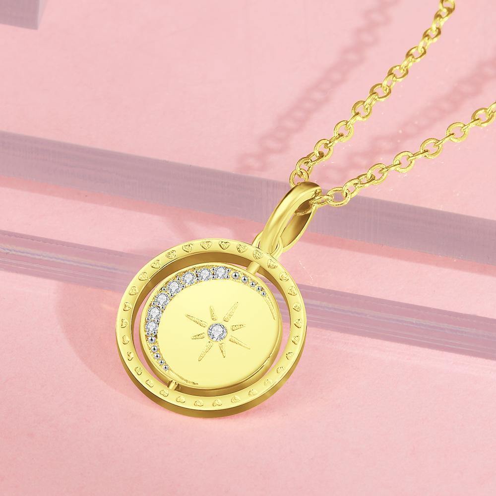 Name Necklace Blessing Coin Necklace 14k Gold Plated Silver - yournamenecklaceuk