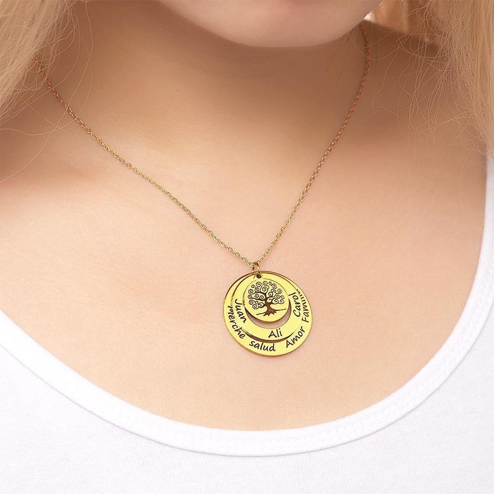 Engraved Necklace Name Necklace Family Necklace Family Tree Necklace 14k Gold Plated Silver - yournamenecklaceuk