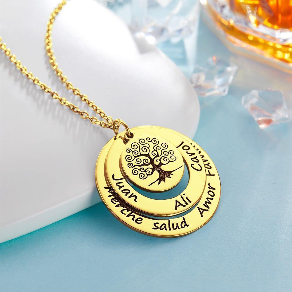 Engraved Necklace Name Necklace Family Necklace Family Tree Necklace 14k Gold Plated Silver - yournamenecklaceuk