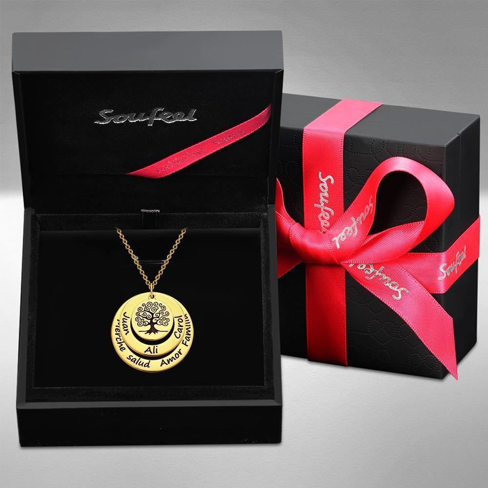 Engraved Necklace Name Necklace Family Necklace Family Tree Necklace 14k Gold Plated Silver - yournamenecklaceuk
